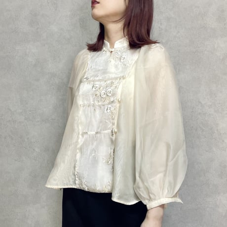 刺繍シフォンブラウス
