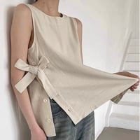 サイドリボンベスト × ベージュ