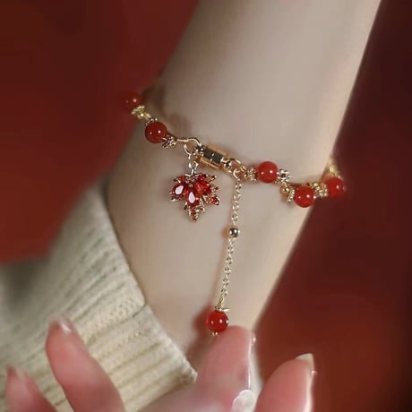 紅葉 × 瑪瑙ブレスレット