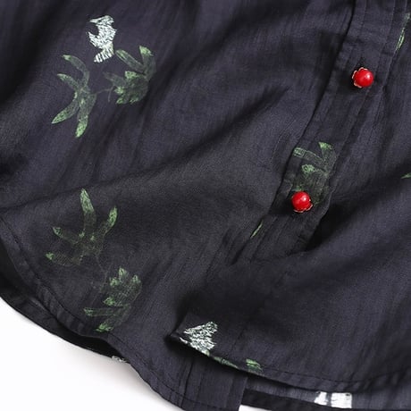 花柄刺繍シアーシャツ
