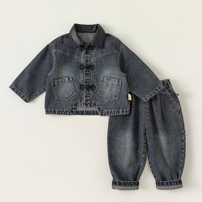 ronherman☆キッズ☆シャンブレー☆デニム☆セットアップ☆120 ronherman☆キッズ☆シャンブレー☆デニム☆セットアップ☆120