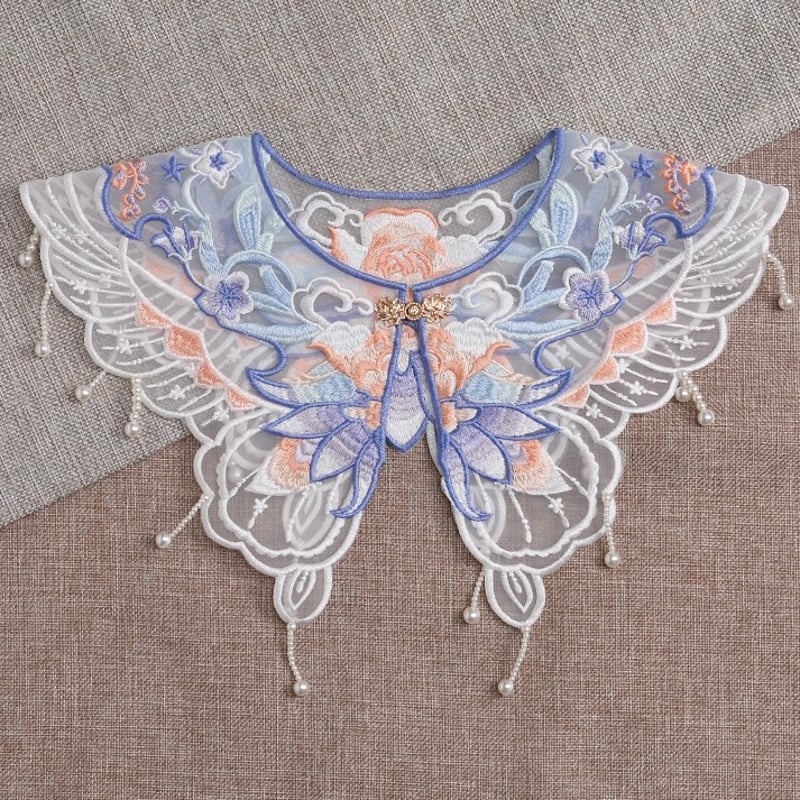 重ね襟 赤・レインボー 花模様 4way使用 Mens かりゆしウェア ホワイト 花笠 レインボー【受注生産