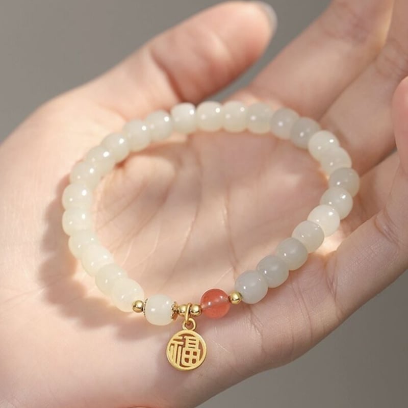 福至心灵】和田玉 × 瑪瑙ブレスレット | Jmei 