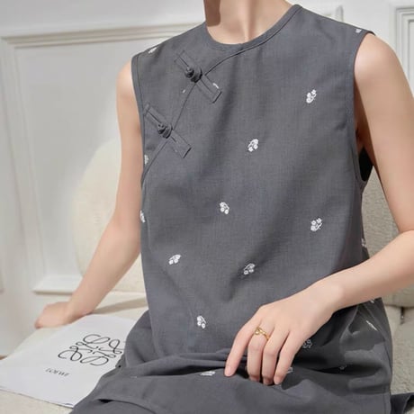 中華風小花刺繍セットアップ