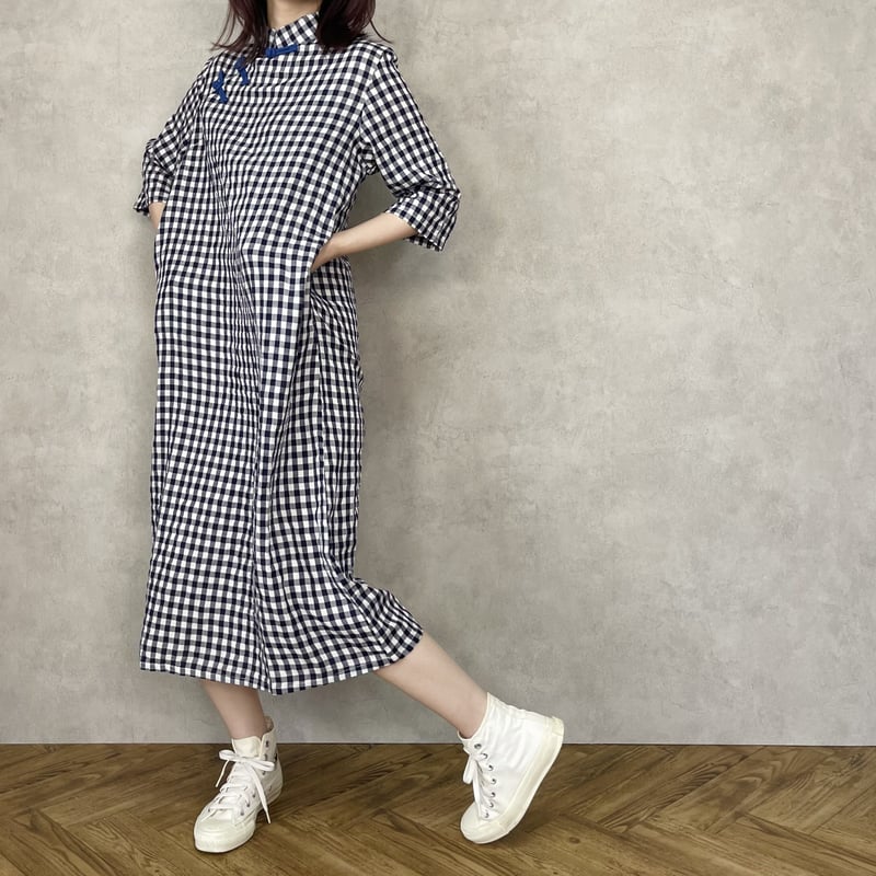 ギンガムチェック × 紺青ボタン | Jmei