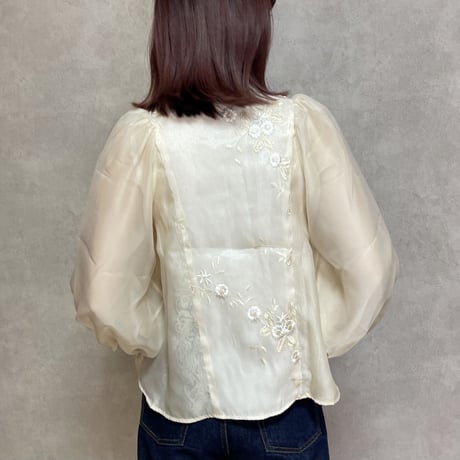 刺繍シフォンブラウス