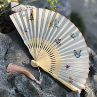 カラフル蝶々刺繍扇子