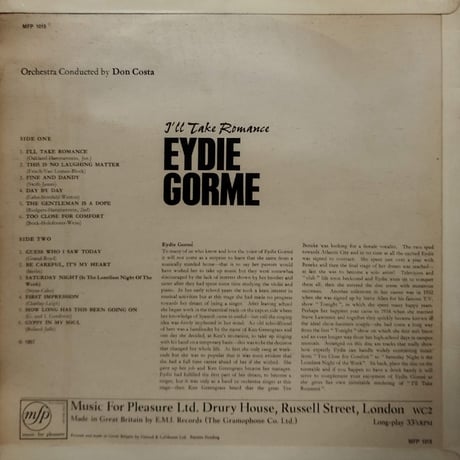 【LP】 Eydie Gorme / I'll Take Romance