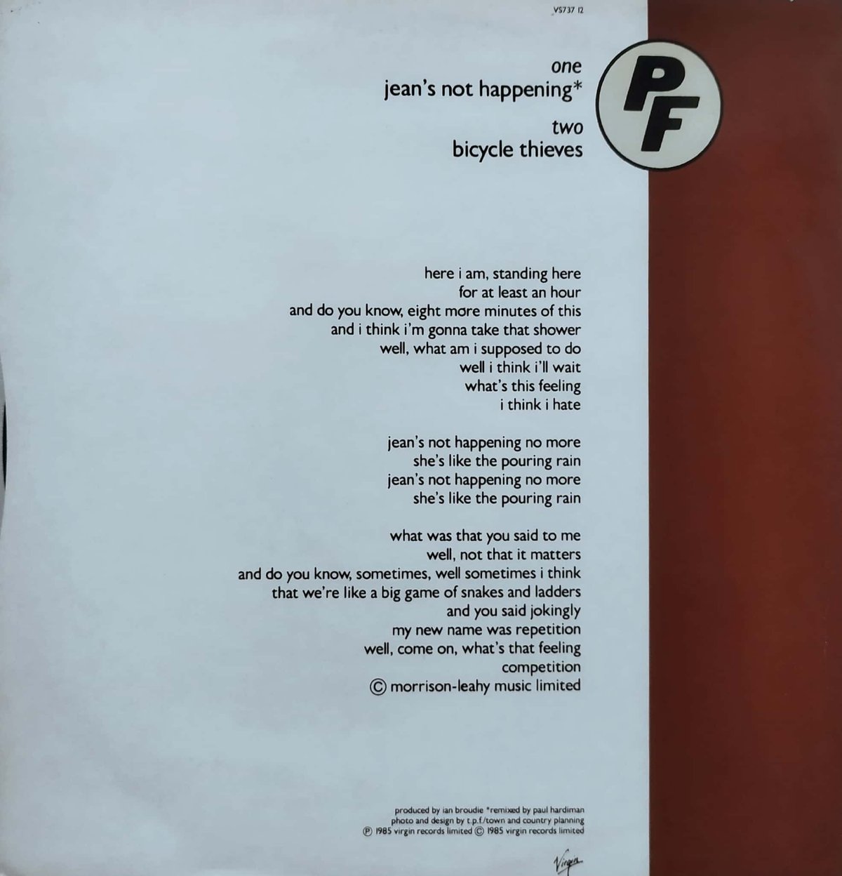 12】The Pale Fountains / Jean's Not Happening |