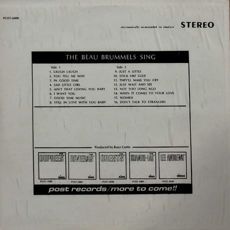 【LP】 The Beau Brummels / The Beau Brummels Sing Sing