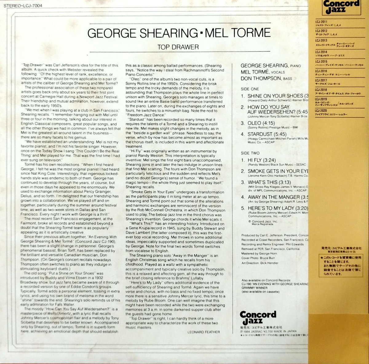 LP】 Geroge Shearing Mel Torme / Top Drawer |