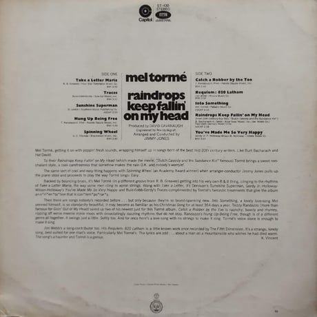 【LP】 Mel Torme / Raindrop Keep Fallin On My Head