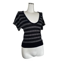 Black Glitter Stripe Top