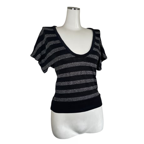 Black Glitter Stripe Top
