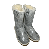 Metallic Silver Fur Boots