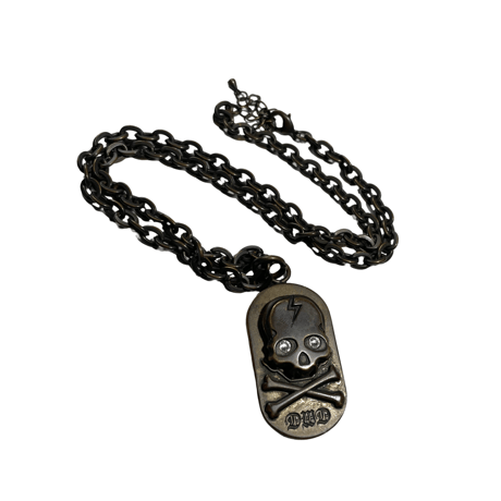 Skull Dog Tag Chain Necklace