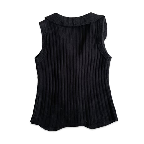 Black Big Collar Wool Vest