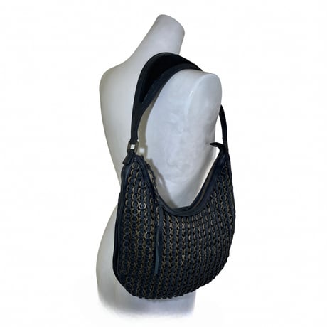 Black Calf Hair Strap Bag