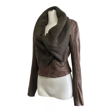 Layered Rib Leather Jacket