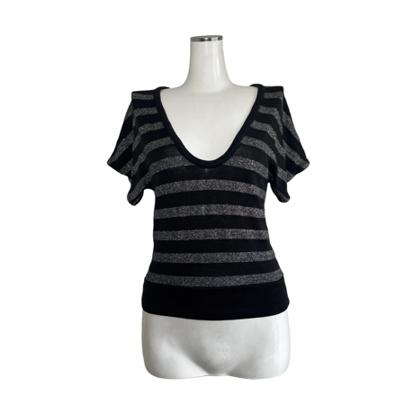 Black Glitter Stripe Top