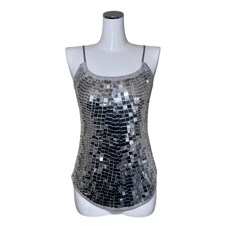 BEBE Silver Sequin Camisole