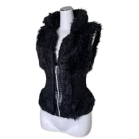 Black Fur Zip-up Vest