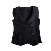 Black Big Collar Wool Vest