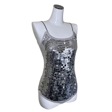 BEBE Silver Sequin Camisole