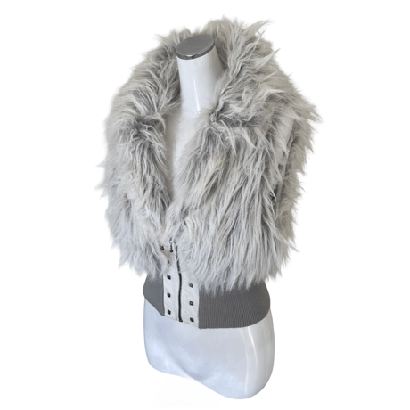 White Fur Studded Vest