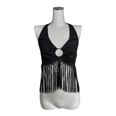 O-Ring Fringe Halter Top