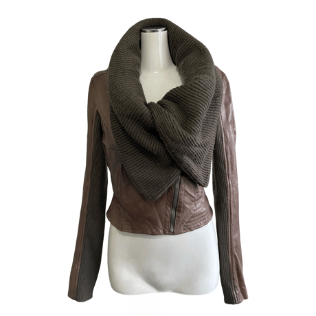 Layered Rib Leather Jacket