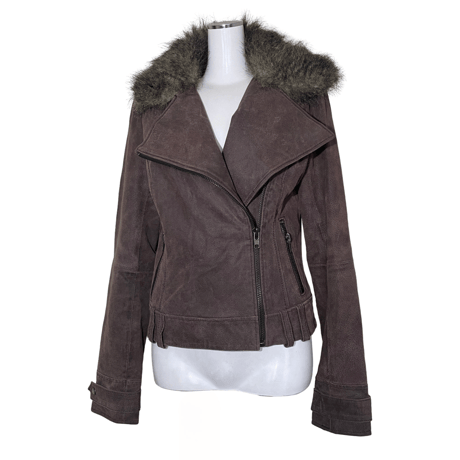 Suede Leather Fur Collar Jacket