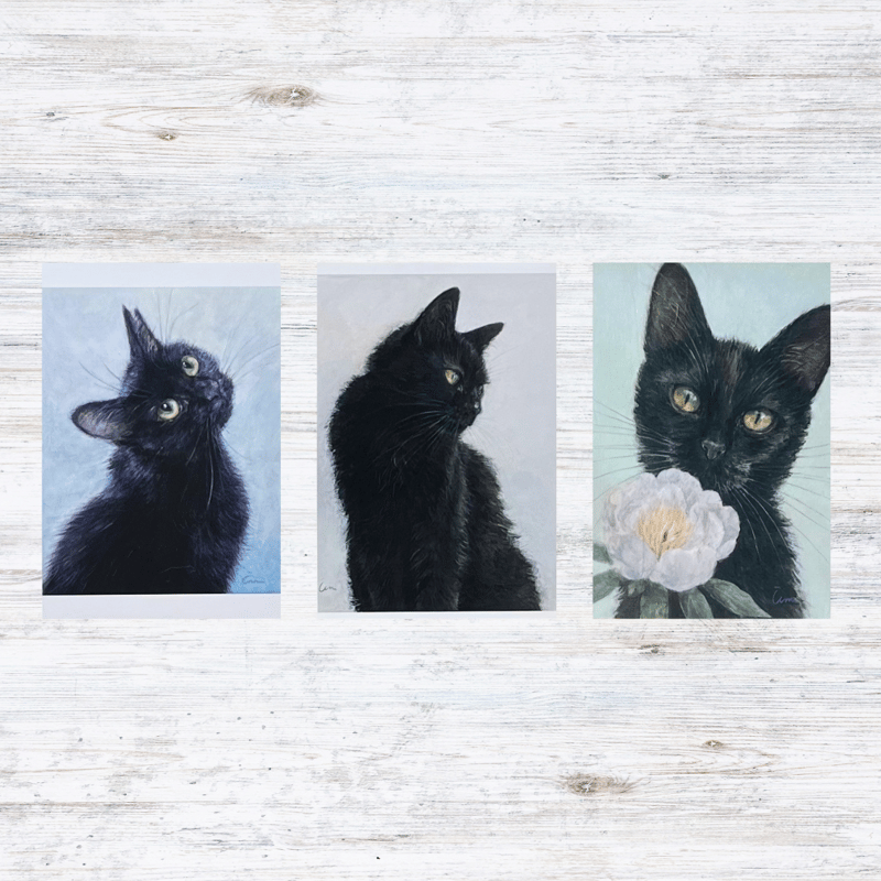 Čimi Cat painter 黒猫ポストカード | necoya books web store