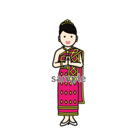 イラスト・世界の民族衣装（タイ・女性）Folk costumes of the world (Thailand, female)