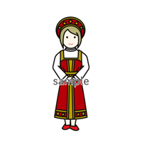 イラスト・世界の民族衣装（ロシア・女性）Folk costumes of the world (Russia, female)