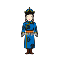 イラスト・世界の民族衣装（モンゴル・女性）Folk costumes of the world (mongol, female)
