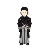 イラスト・日本の民族衣装（着物・男性）Illustration of Japanese folk costume (kimono, male)
