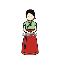 イラスト・世界の民族衣装（韓国・女性）Folk costumes of the world (Korea, female)
