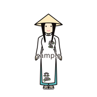 イラスト・世界の民族衣装（ベトナム・女性）Folk costumes of the world (vietnam, female)