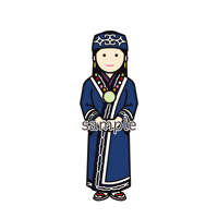 イラスト・日本の民族衣装（北海道・アイヌ）Illustration of Japanese folk costume (Hokkaido/Ainu)