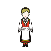 イラスト・世界の民族衣装（ノルウェー・女性）Folk costumes of the world (Norway, female)