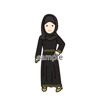イラスト・世界の民族衣装（サウジアラビア・女性）Illustration of Saudi Arabia folk costume (Female)