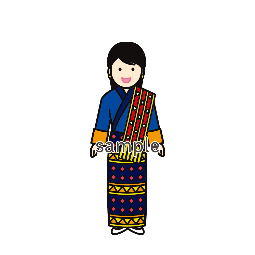 イラスト・世界の民族衣装（ブータン・女性）Folk costumes of the