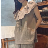 85093 麻frill-tops：French-sleeve