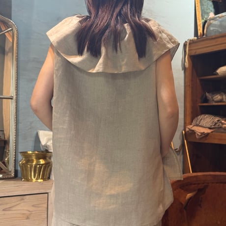 85093 麻frill-tops：French-sleeve