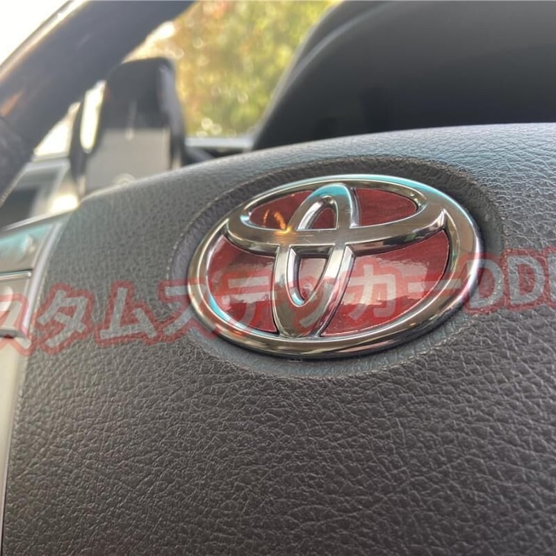 トヨタ ステアリングエンブレム シート レッド ウッド 赤 木目調