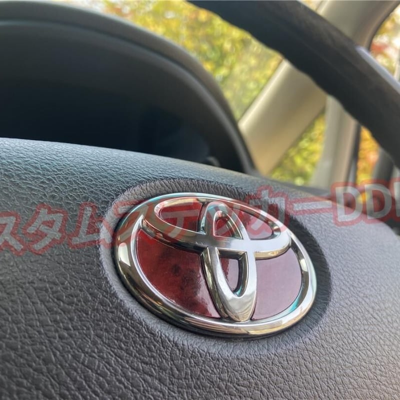 トヨタ ステアリングエンブレム シート レッド ウッド 赤 木目調