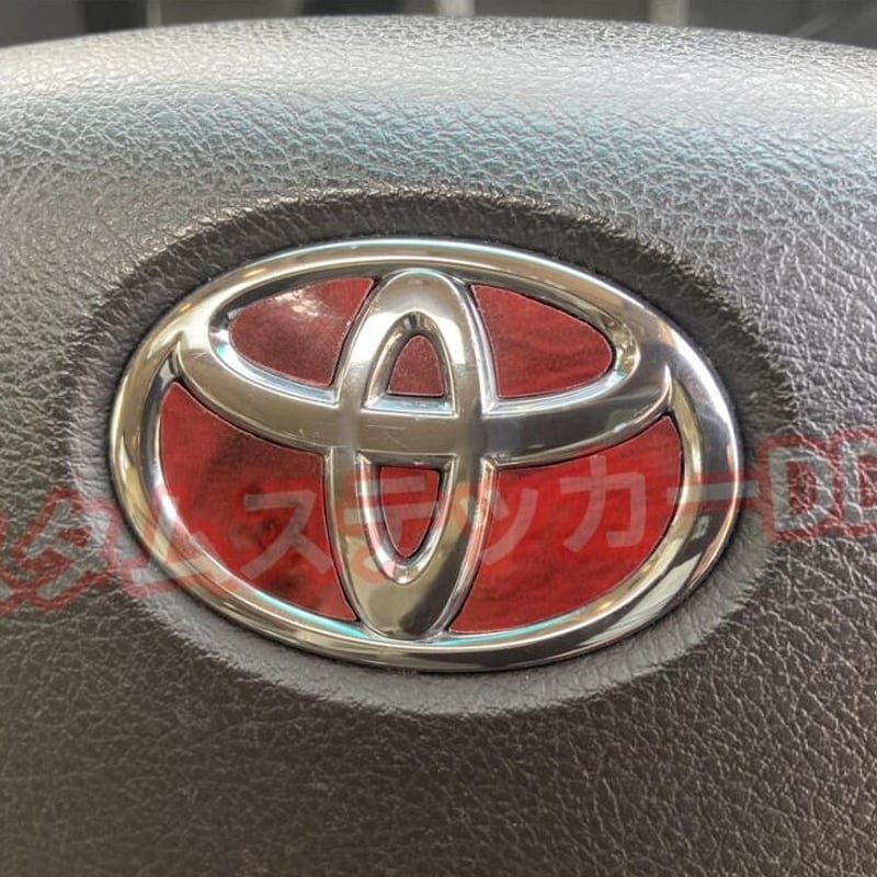 トヨタ ステアリングエンブレム シート レッド ウッド 赤 木目調