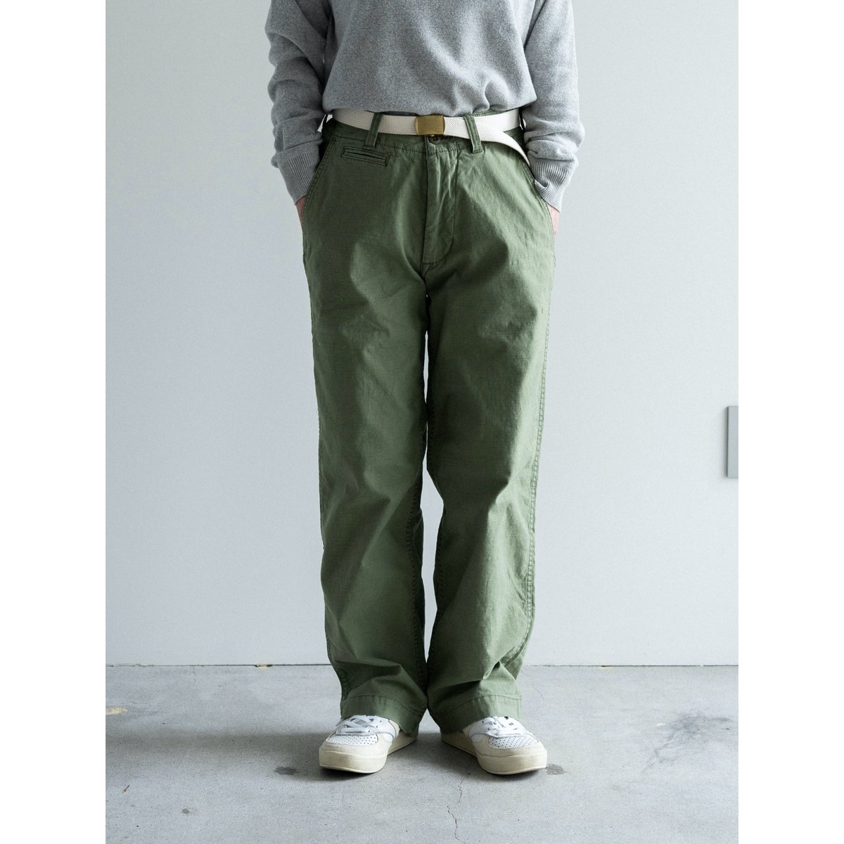 【MASTER&Co】チノベルトパンツ　新品　グリーン色【本日限定価格】 再入荷 MASTER&CO. ベルト付きチノパンツ/olive | ANOUCK