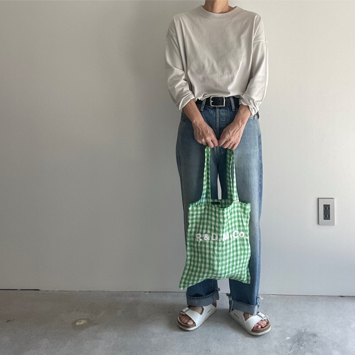 R&D.M.CO- LINEN GINGHAM CHECK TOTE BAG | ANOUCK
